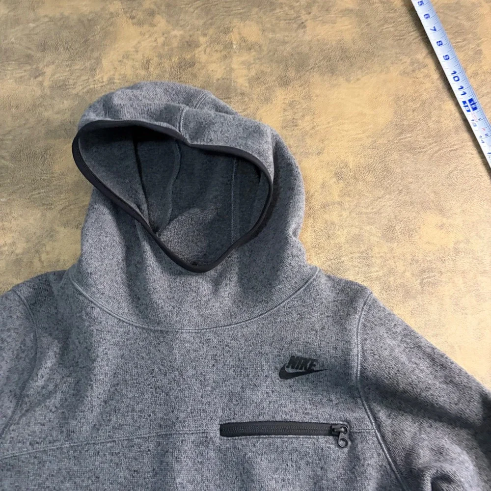 Nike Tech Summit Fleece Hoodie Womens Large Gray‎ Pullover Scuba Neck 914398-071_2